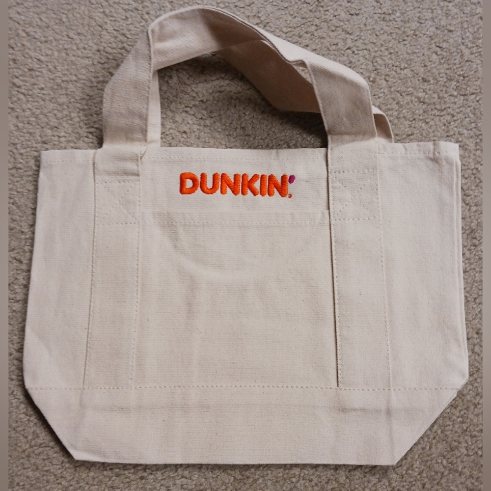 New, Cute, Custom Dunkin Canvas Cream Tote Bag
